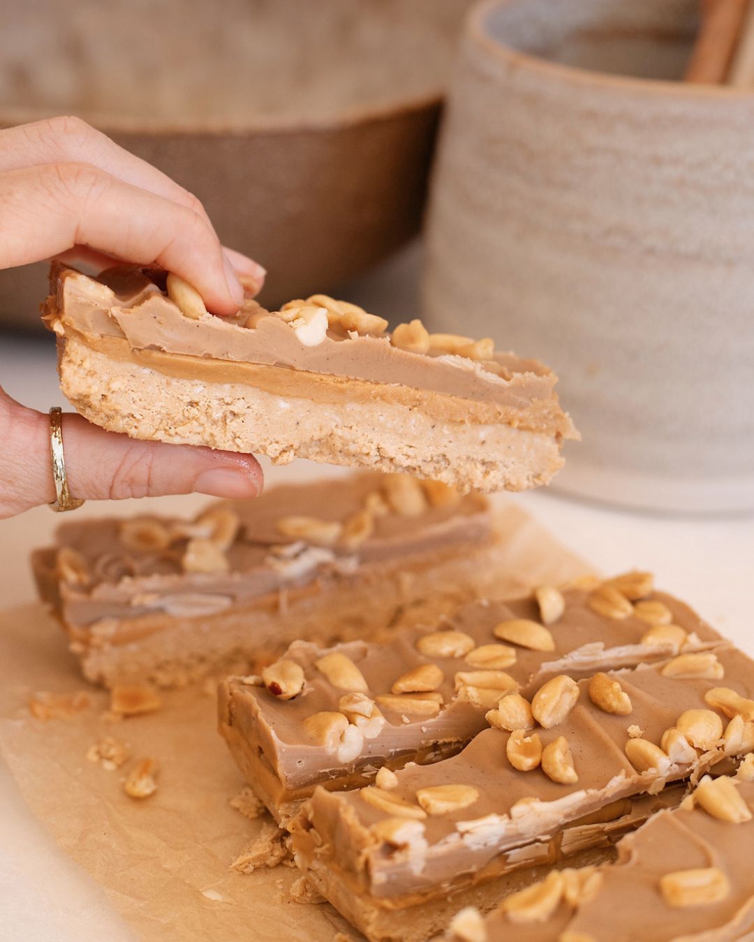 Layered dessert with nuts