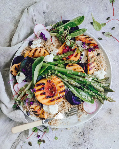 Grilled peach and quinoa salad
