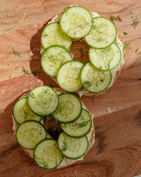 Simple Cucumber and Cream Cheese Bagel