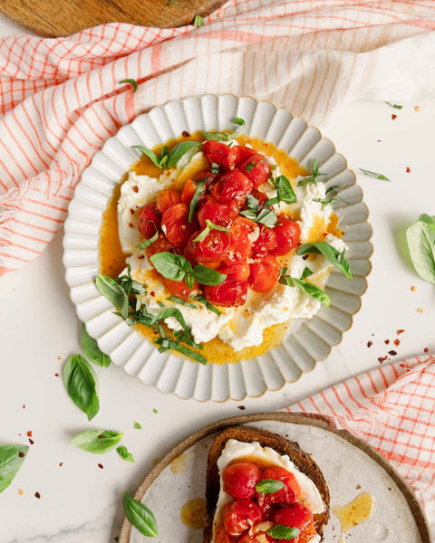 Whipped Goat Cheese with Roasted Tomatoes and Sourdough