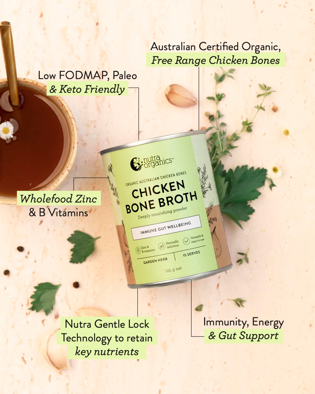 Chicken Bone Broth Garden Herb