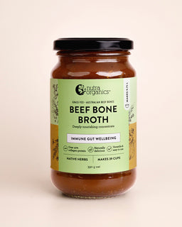 Beef Bone Broth concentrate native herbs made from grass fed australian beef bones