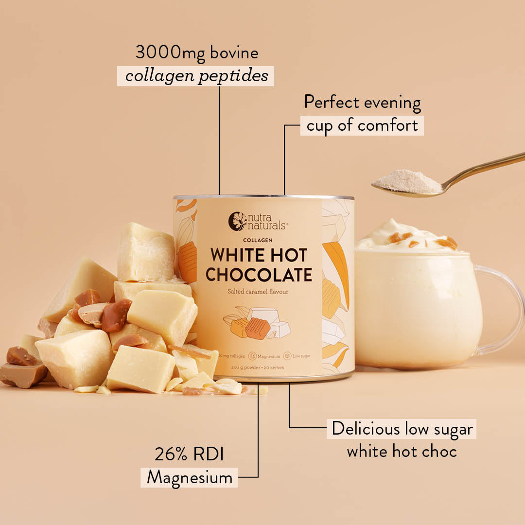 Collagen Salted Caramel White Hot Chocolate