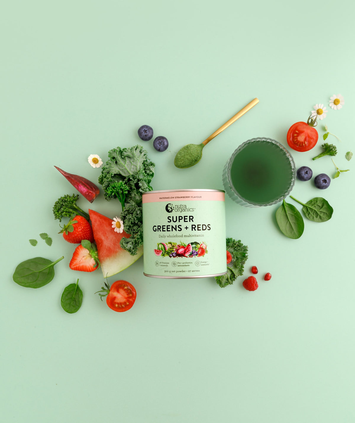 Greens + Reds Powder Watermelon Strawberry | Nutra Naturals